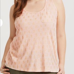 Very light/blush pink with gold pineapples tank